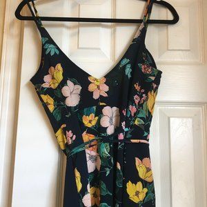 Navy floral wrap dress